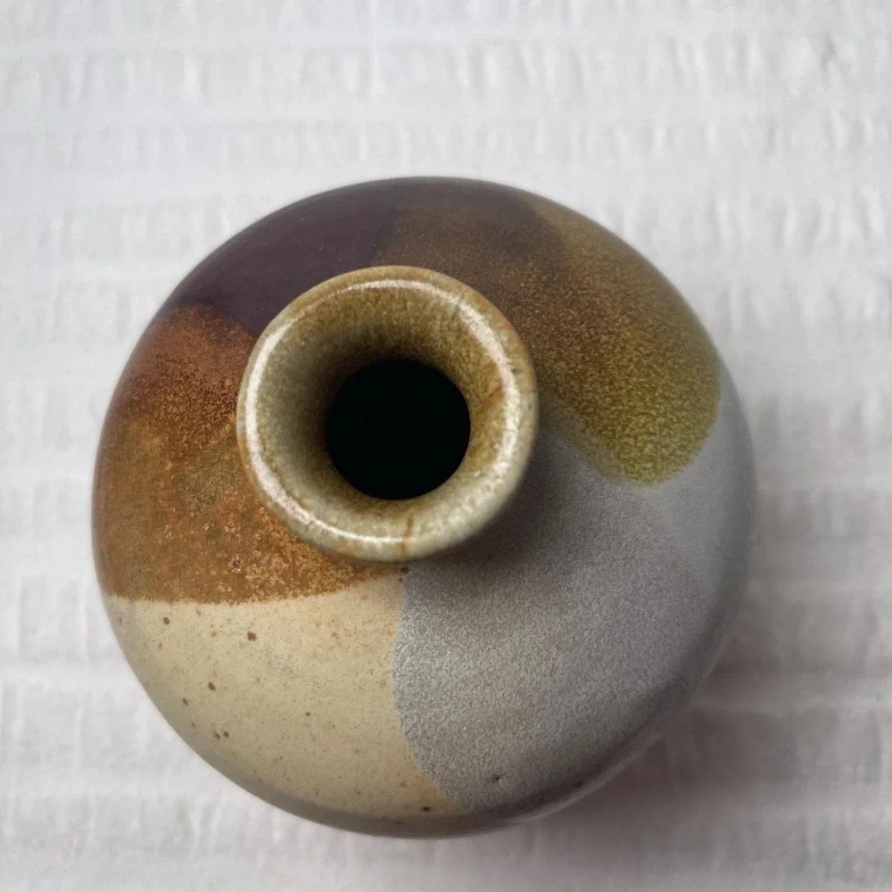 Vintage MCM Robert Maxwell 1960s Ceramic Art Pottery Bus Weed Vase 4 1/2in